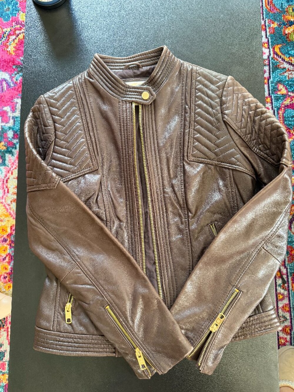 Michael Kors Brown Leather Jacket